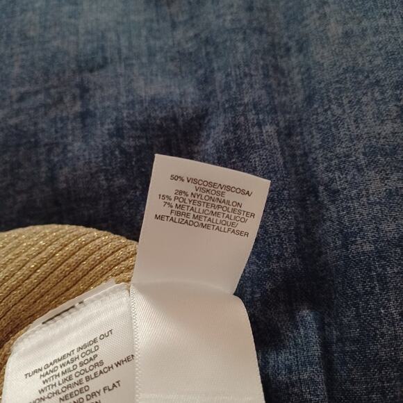 Rachel Roy Cut Out Sweater Fitted Ribbed Gold Metallic S NWT - Picture 8 of 8